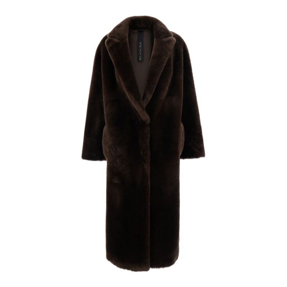 Blancha Women Brown Coat With Notched Collar In Fur Women
